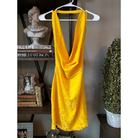 Ronny Kobo Marisa Halter Mini Dress Lemon Womens Size Medium - Picture 6 of 11
